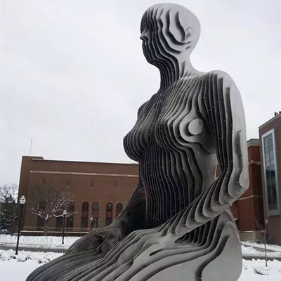 Desaparecer Esculturas de arte de figura de mujer sentada de metal decorativo abstracto
