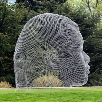 Escultura al aire libre de la cabeza del acero inoxidable de la estatua de la cara del alambre de metal del jardín
