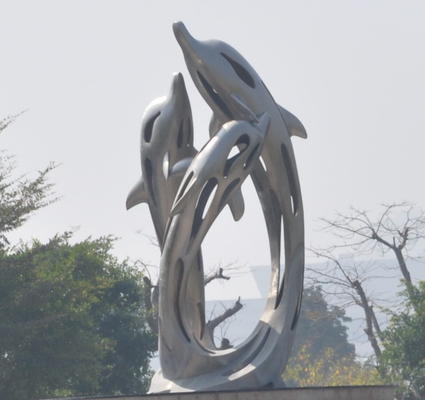 El chorreo de arena de acero inoxidable de la escultura del jardín del espejo grande del extracto modificó para requisitos particulares