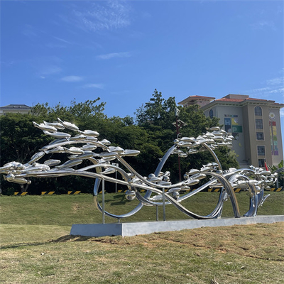 Decoración moderna del jardín de Art Fish Sculptures Polished For del metal del espejo