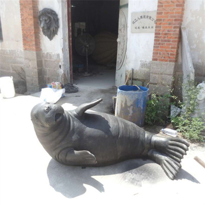 El jardín animal de bronce de la morsa de tamaño natural del mar esculpe al aire libre para la decoración
