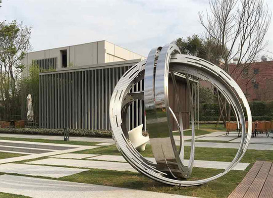 Acero inoxidable grande de Ring Metal Contemporary Outdoor Sculpture para el jardín