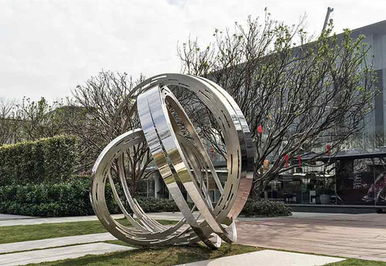 Acero inoxidable grande de Ring Metal Contemporary Outdoor Sculpture para el jardín