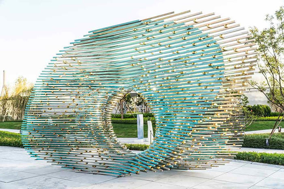 Moderno de Ring Stainless Steel Sculptures Abstract del metal modificado para requisitos particulares para el jardín
