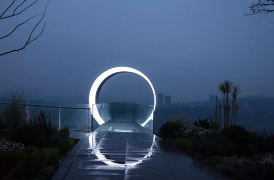Las esculturas al aire libre del jardín de la puerta de la luna del círculo pulieron de acero inoxidable modificada para requisitos particulares