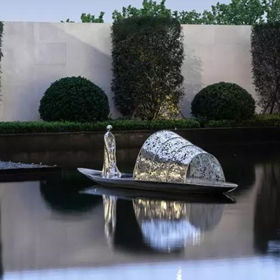 Esculturas hechas a mano de acero inoxidables del barco de la estatua al aire libre del metal de la yarda