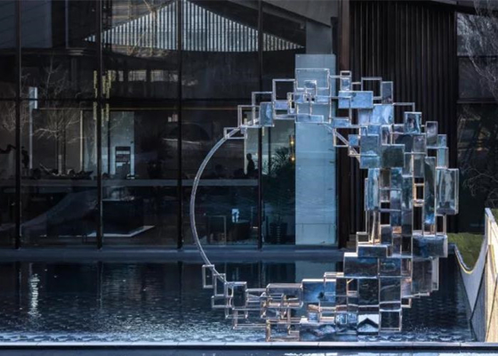 Acero inoxidable contemporáneo de la escultura abstracta del paisaje del jardín hecho a mano
