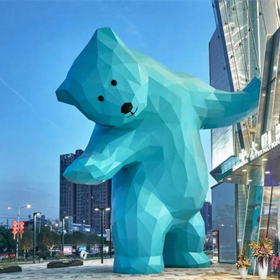 Metal al aire libre grande animal geométrico de las estatuas del oso pintado para el jardín