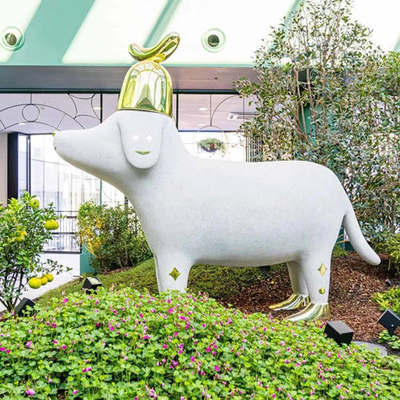 La decoración casera modificada para requisitos particulares esculpe la escultura animal de la fibra de vidrio del perro de la historieta