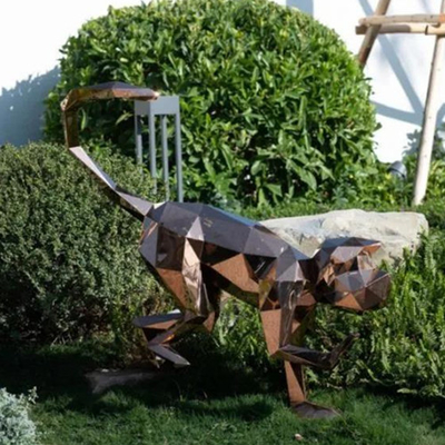 El animal del jardín del césped esculpe la escultura de bronce del mono de la geometría del metal