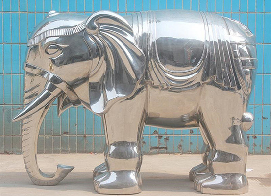 Estatua de pulido Art Sculpture animal público de acero inoxidable de la decoración del elefante del espejo