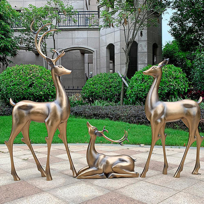 La decoración casera animal esculpe la estatua de bronce de los ciervos de la fibra de vidrio del jardín