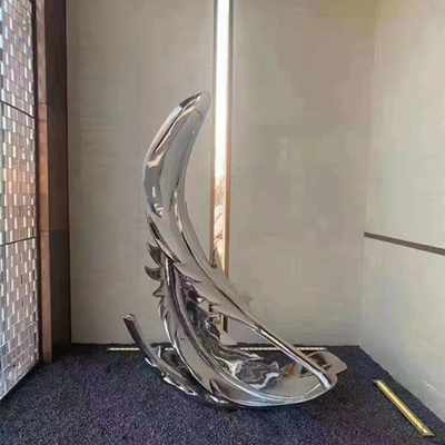 La decoración casera de la pluma de plata esculpe el acero inoxidable abstracto decorativo