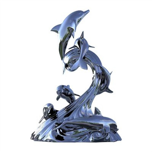 Esculturas de acero inoxidables de la estatua de tamaño natural del delfín para la decoración del jardín