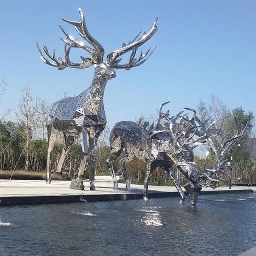 Decoración de acero inoxidable de encargo del jardín de Art Metal Sculpture For Hotel de los ciervos