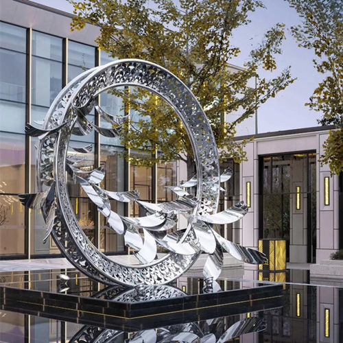 Estatuas huecos decorativas del jardín de Art Sculpture Mirror Stainless Steel del círculo