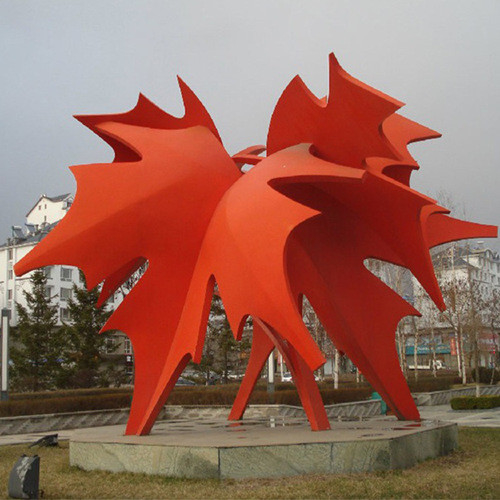 Estatuas al aire libre grandes del metal de la decoración de la hoja de arce del pabellón rojo público de la escultura