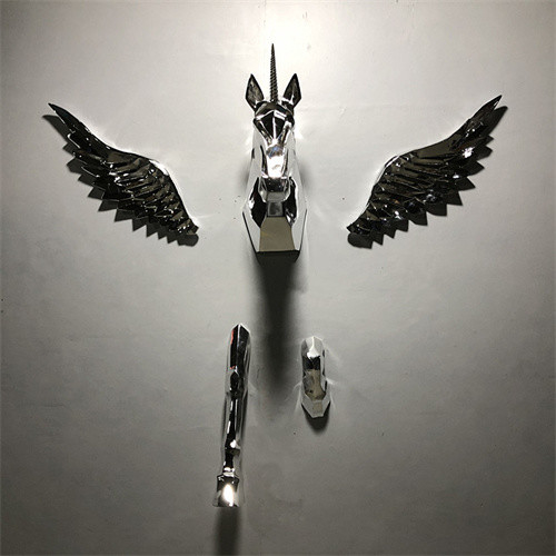 Estatua decorativa del caballo de Unicorn Wall Sculpture Hanging Pegasus para el fondo