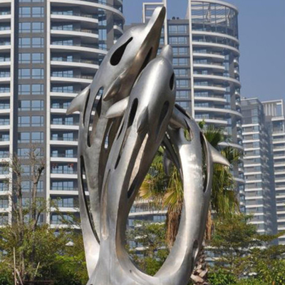 El chorreo de arena de acero inoxidable de la escultura del jardín del espejo grande del extracto modificó para requisitos particulares